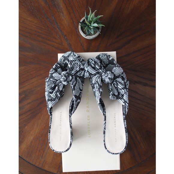 Loeffler Randall Emilia Sand Snake Knot Bow Mules - Picture 4 of 9